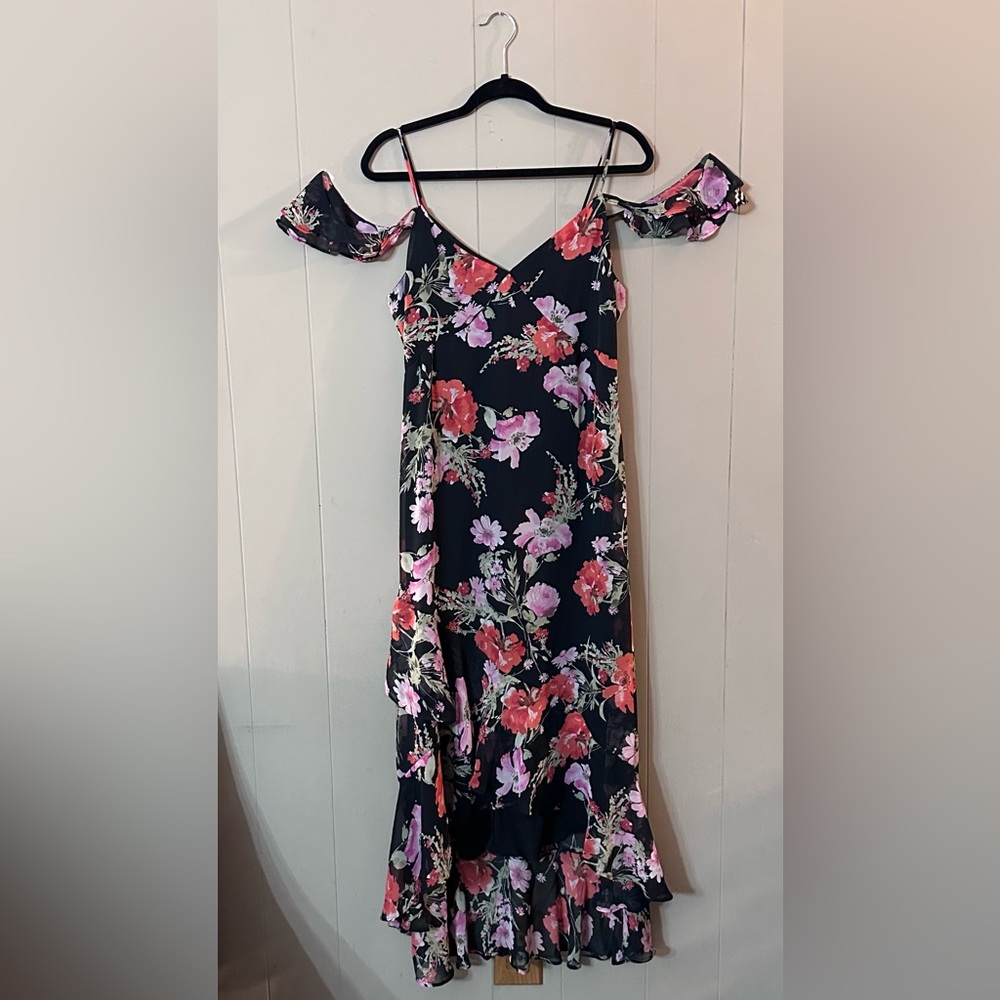 Beautiful off the shoulder floral speechless dress